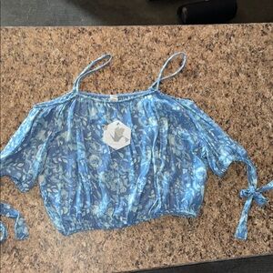 Sundays Blue Floral Blouse with Delicate Straps